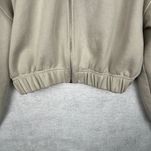 Zara Cropped Hoodie‎ Large Cream Zip Up - Picture 4 of 11